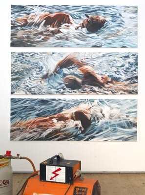 Schwimmer gemalt von Daniela de Maddalena fr Artplace, Biel-Bienne 2002